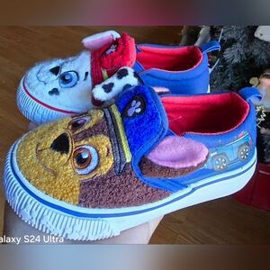 Sz 7 Toddler Kids PAW PATROL Fleece Slip-on Shoes